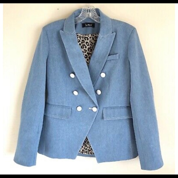 double breasted denim blazer